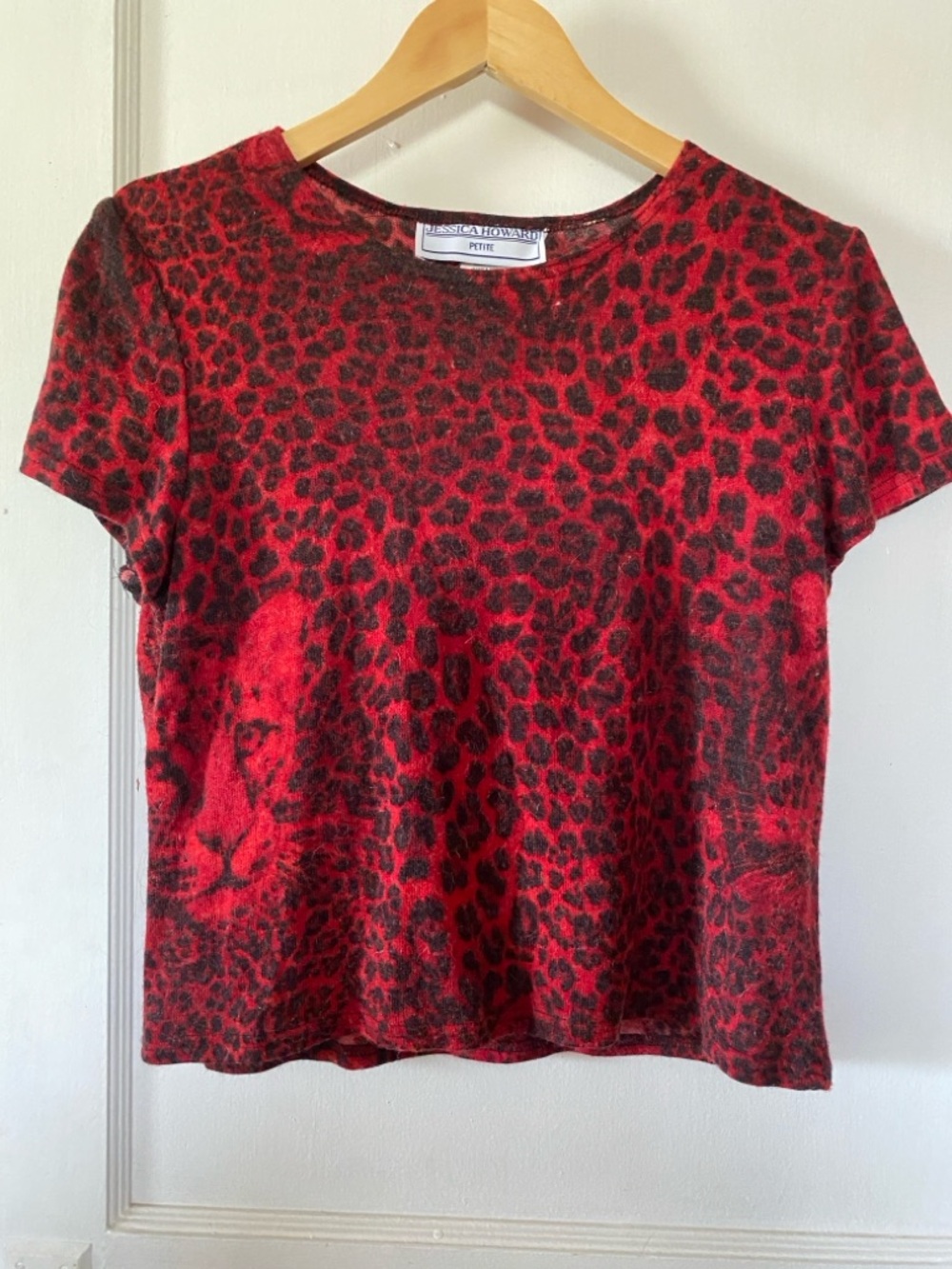 Jessica Howard Red and Leopard Print Tee